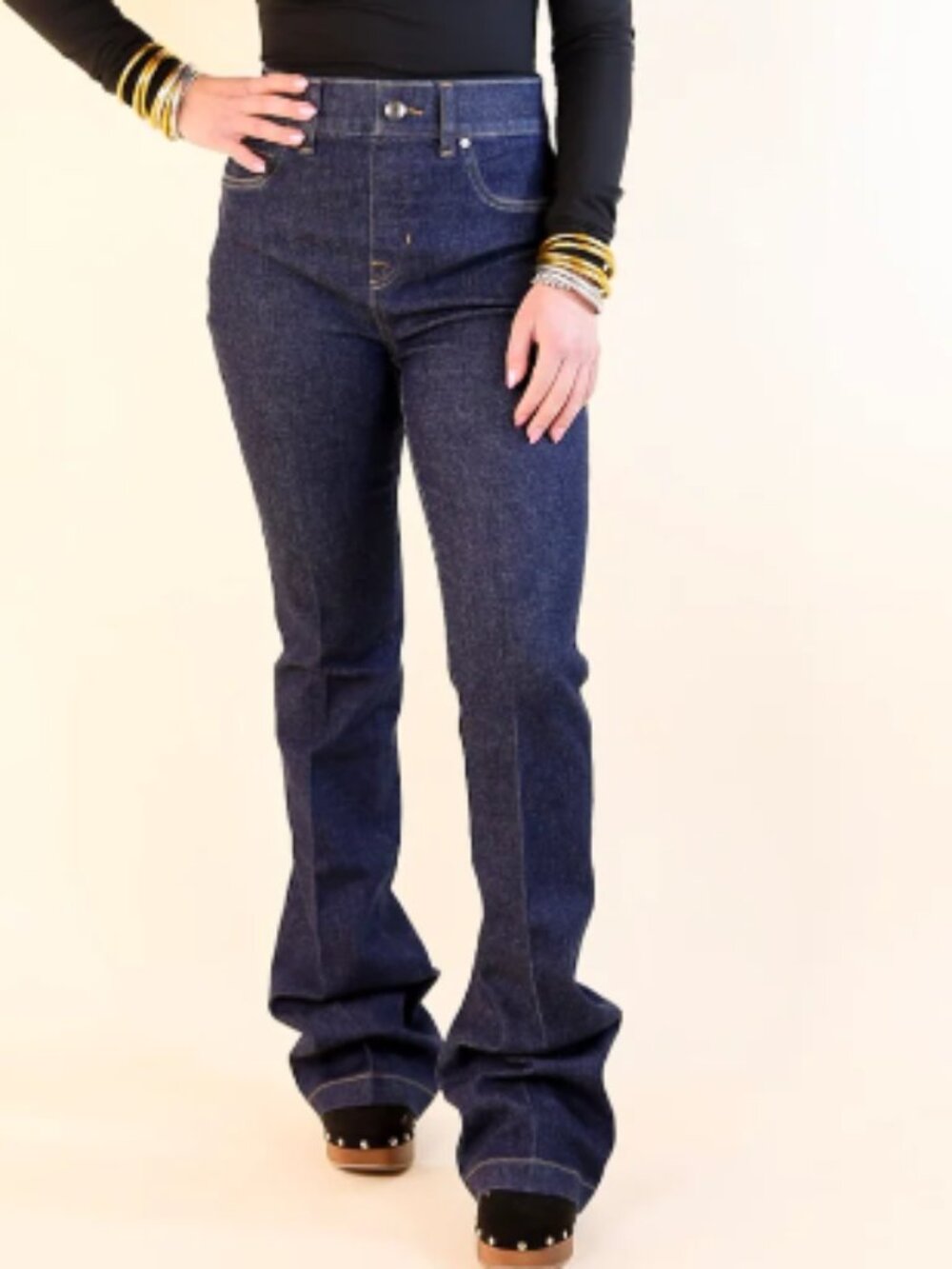 Spanx EveryWear Flare Denim Jeans In Raw Indigo Women's Size XL NEW High Rise